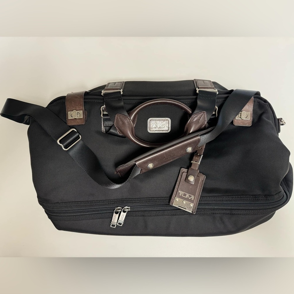 TUMI 22324HKH Black Nylon and Leather Duffel Bag